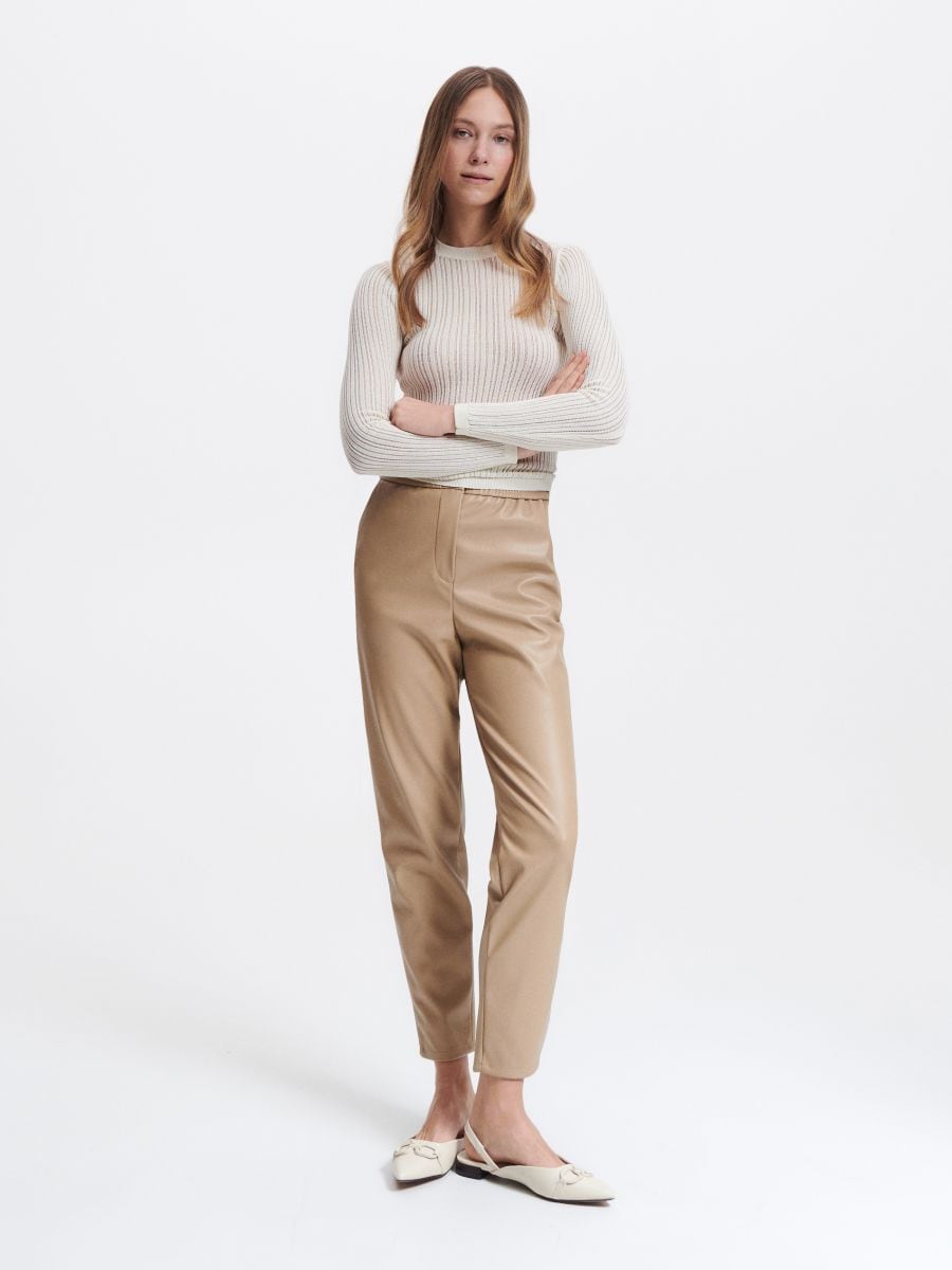 Faux leather trousers Color beige - RESERVED - 2635I-80X