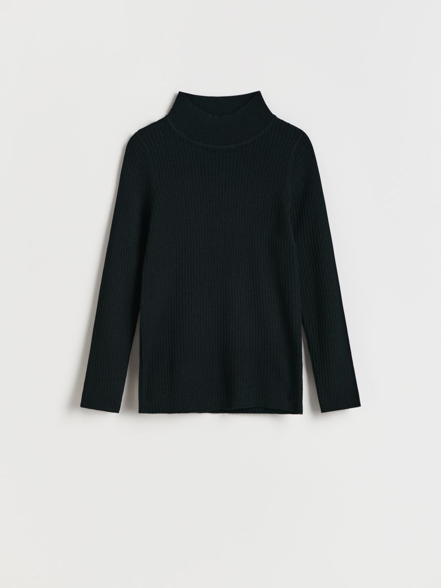 Pull en maille côtelée en viscose majoritaire - Noir - RESERVED - 3