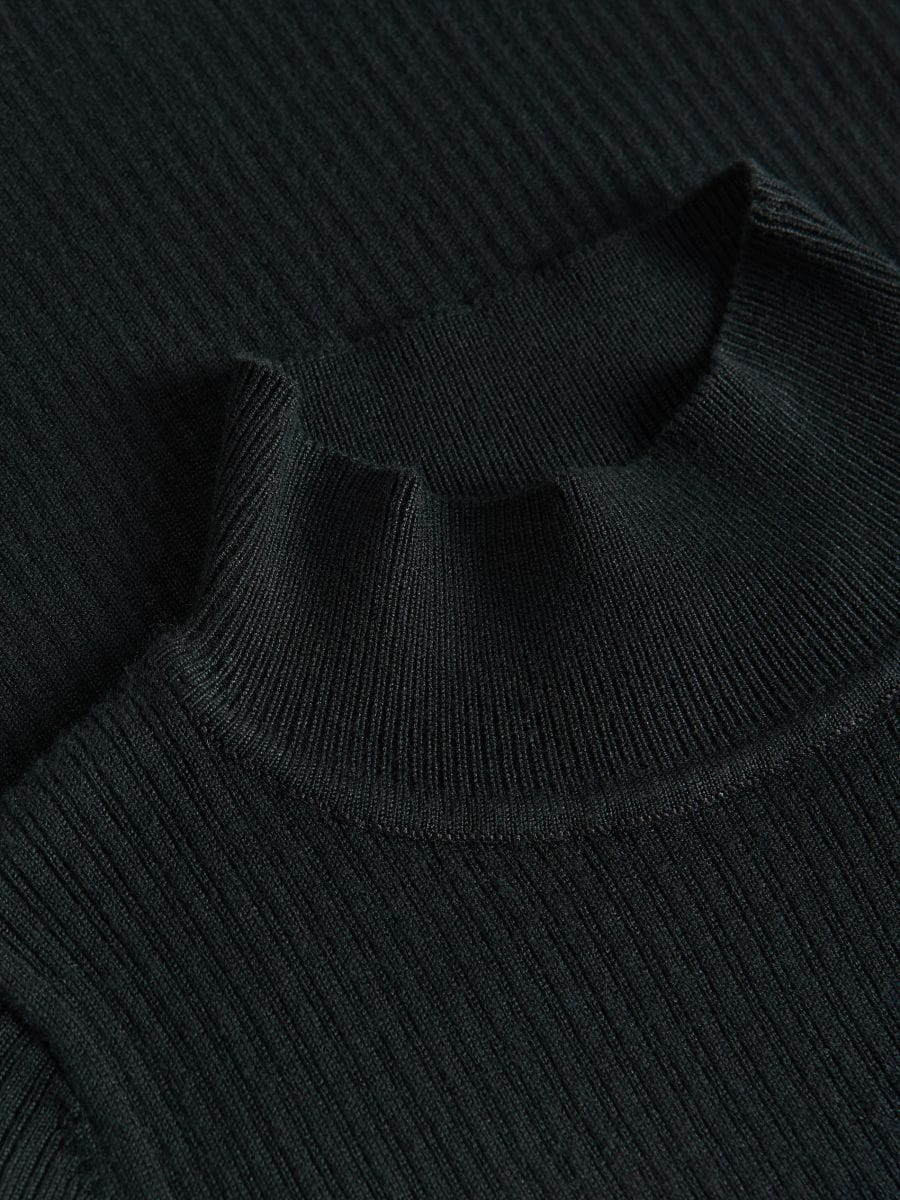 Pull en maille côtelée en viscose majoritaire - Noir - RESERVED - 5