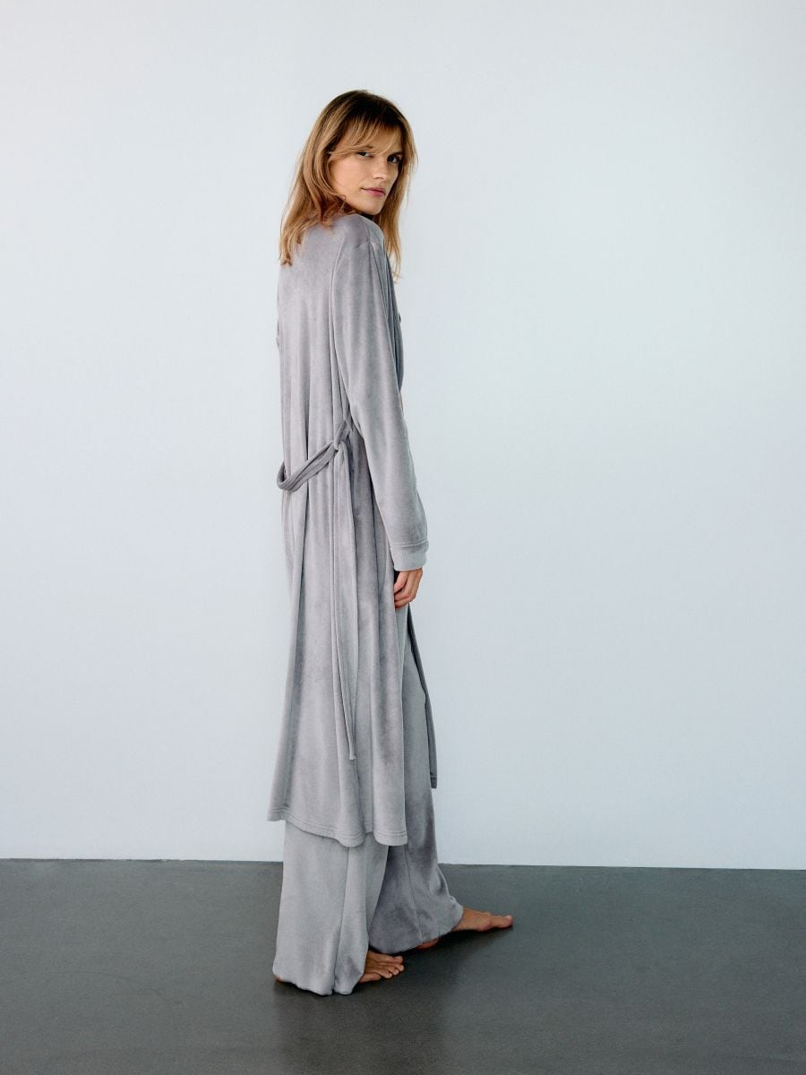 Velour dressing gown - beige - RESERVED - 2