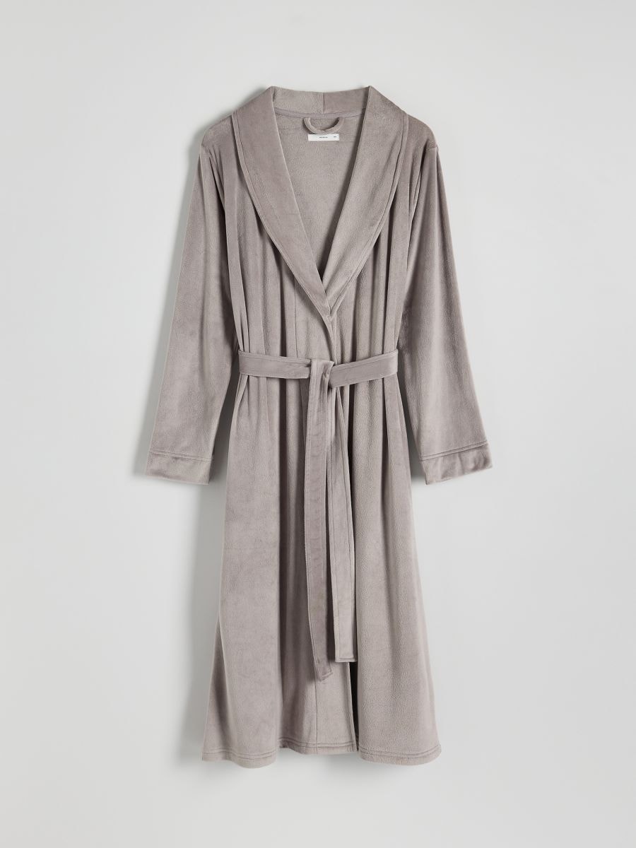 Velour dressing gown - beige - RESERVED - 5