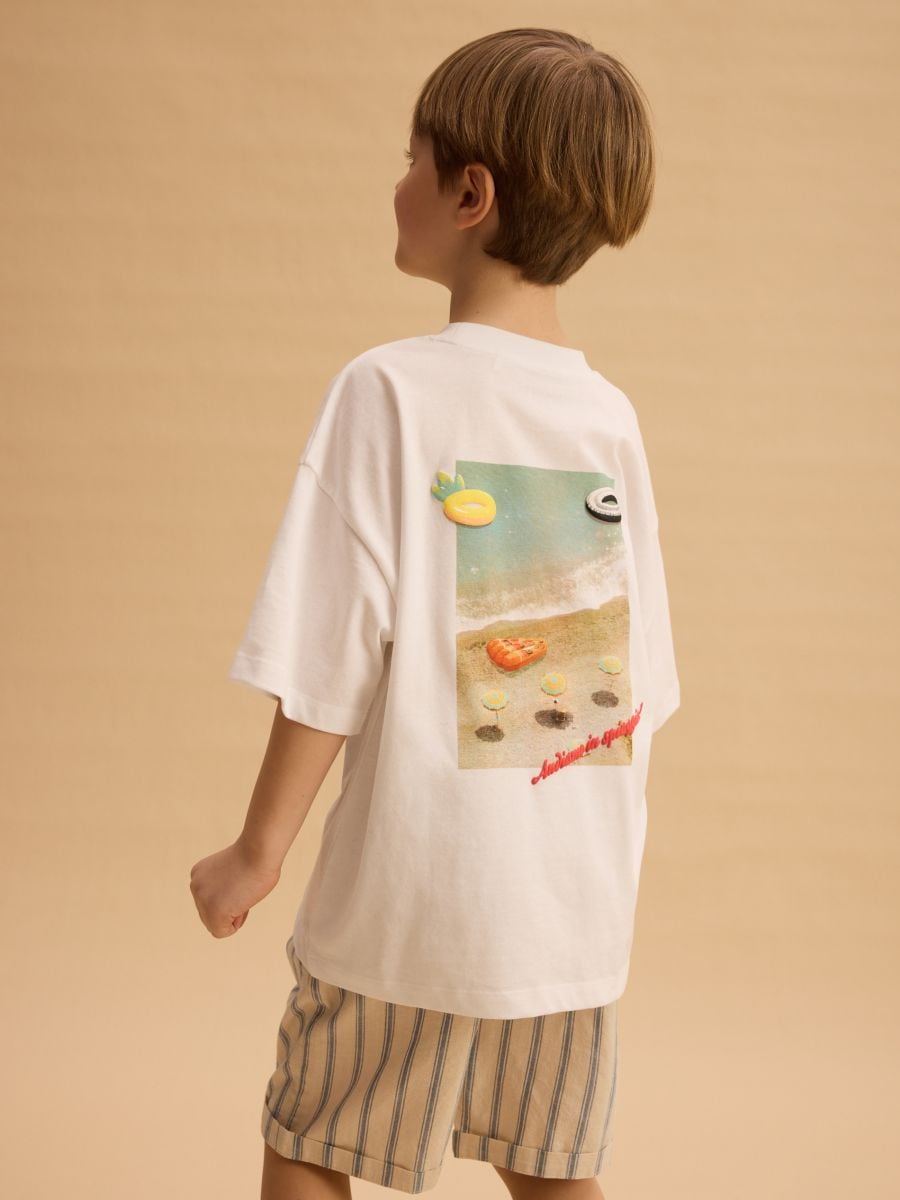 T-shirt oversize avec imprimé - Blanc - RESERVED