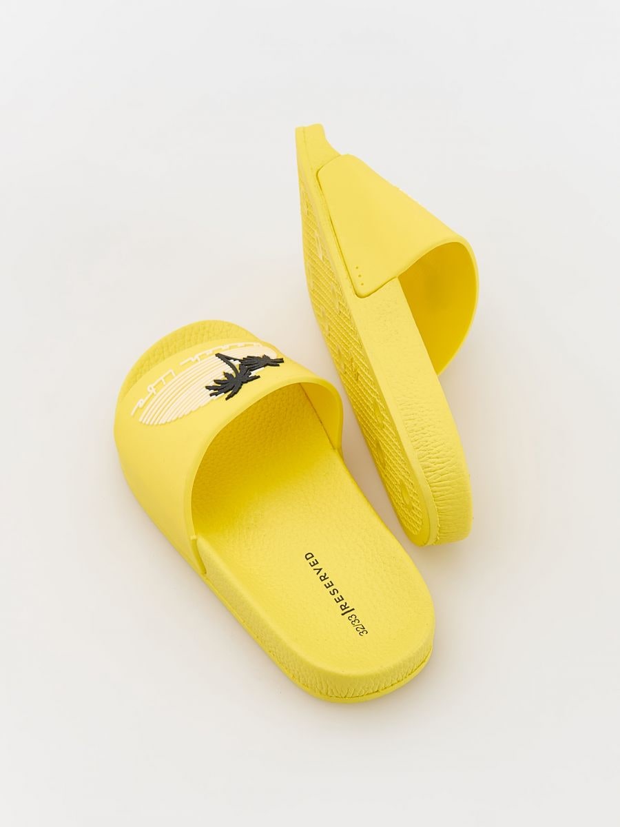 Slippers met palmboommotief - geel - RESERVED