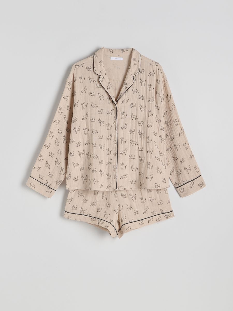 Two piece cotton pyjama set - beige - RESERVED - 2