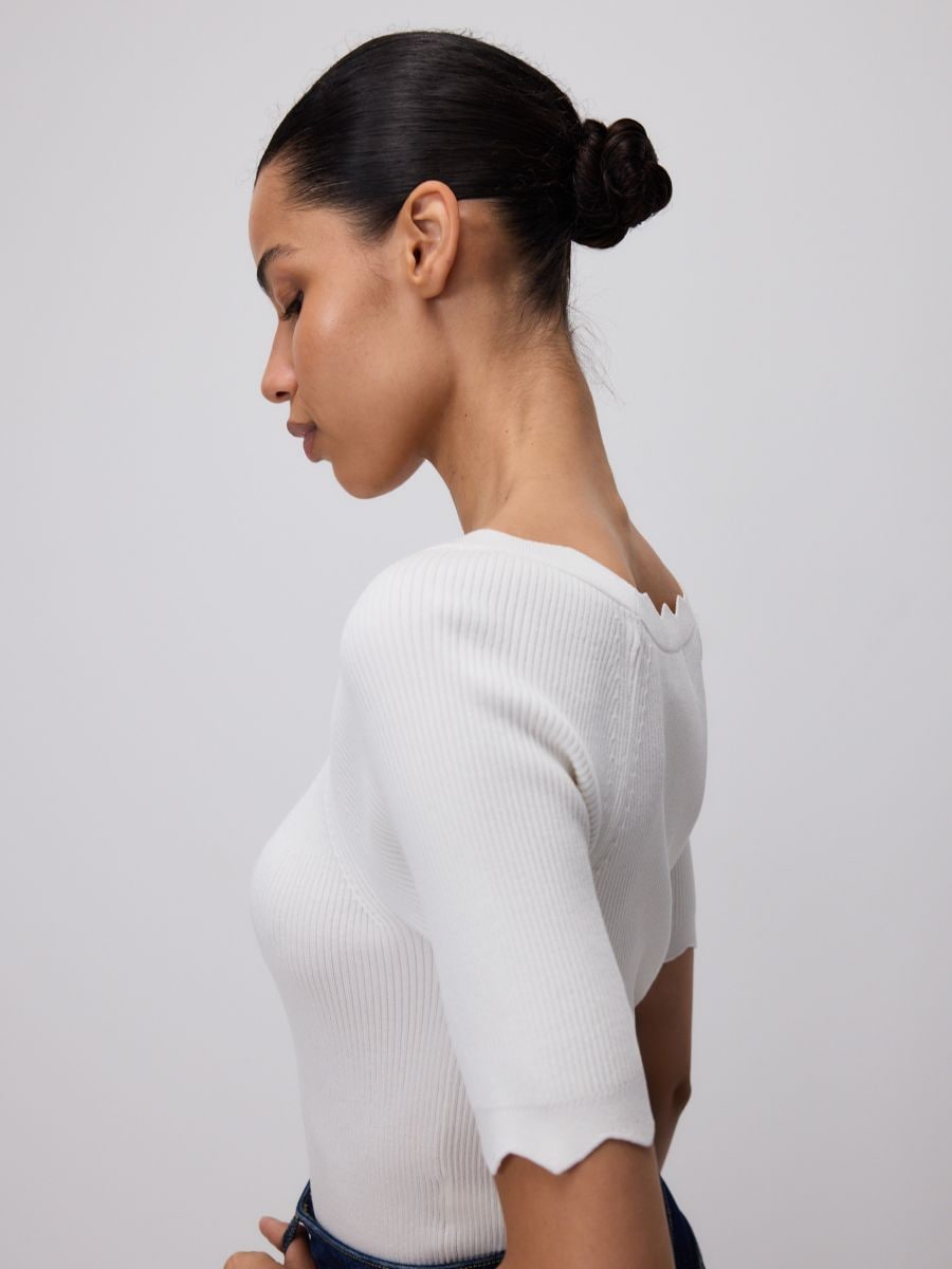 Blouse with decorative finish - cream - RESERVED - 3