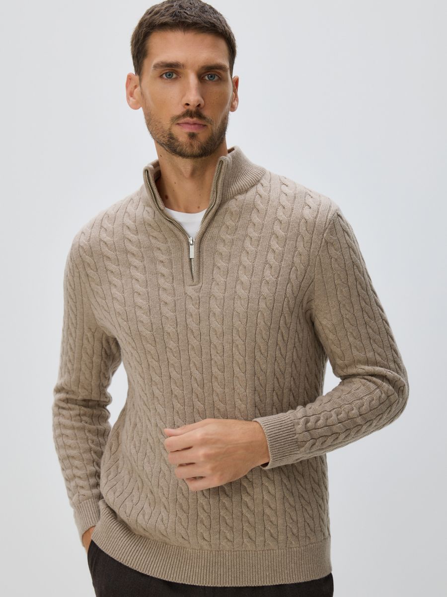 Джемпер із суміші вовни - бежевий - RESERVED