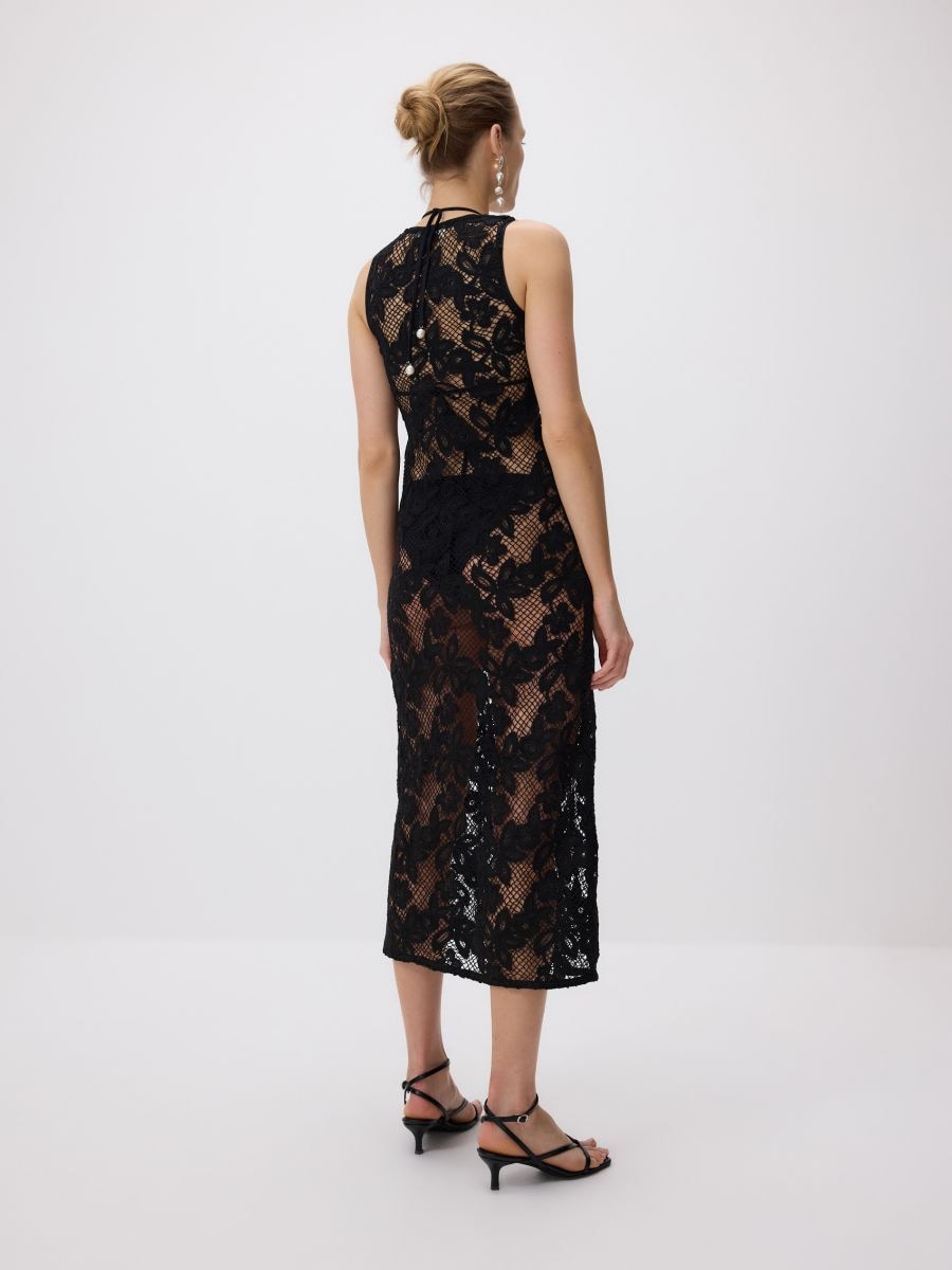 Midi-robe ajourée - Noir - RESERVED - 4