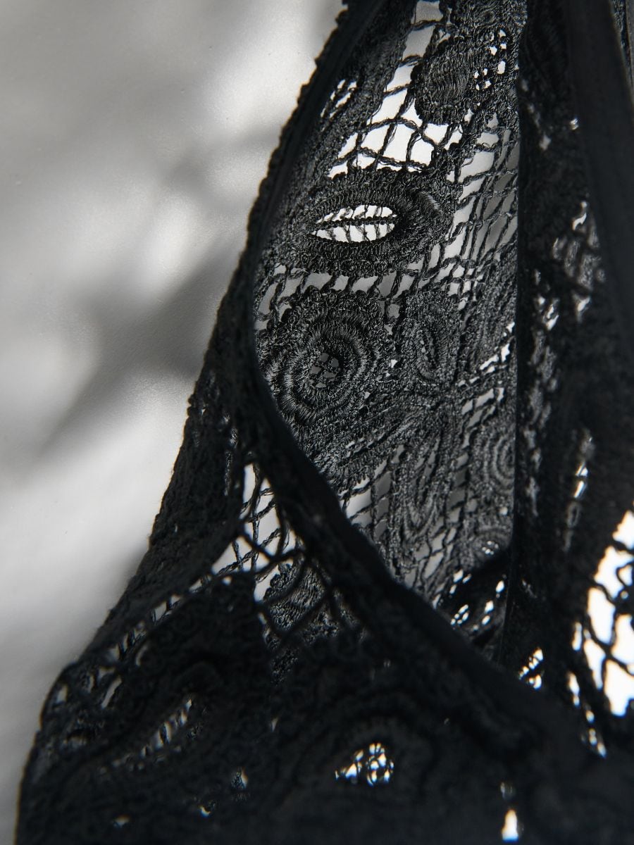 Midi-robe ajourée - Noir - RESERVED - 6
