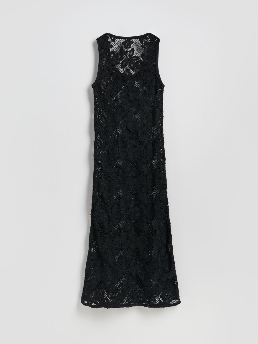 Midi-robe ajourée - Noir - RESERVED - 10