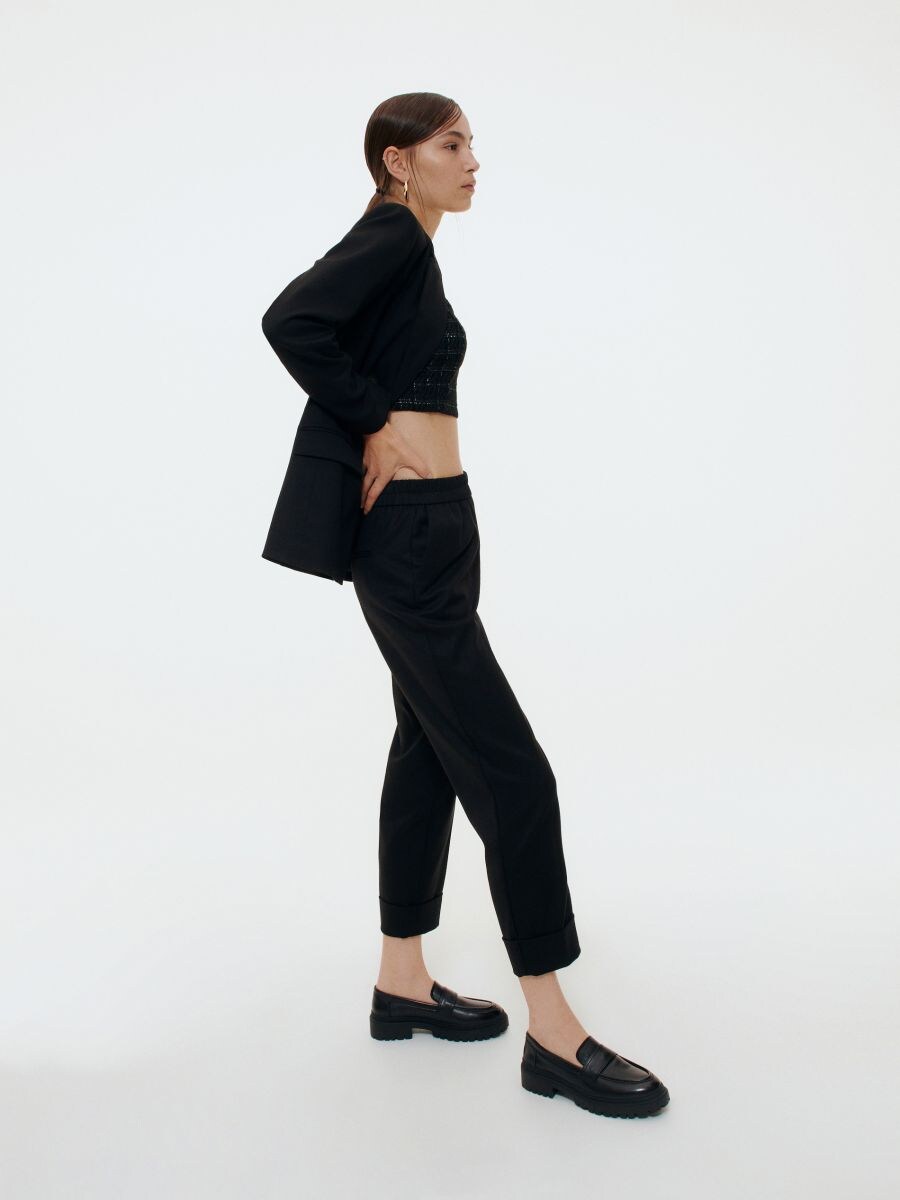 Trousers with jacquard belt - black - RESERVED - 2