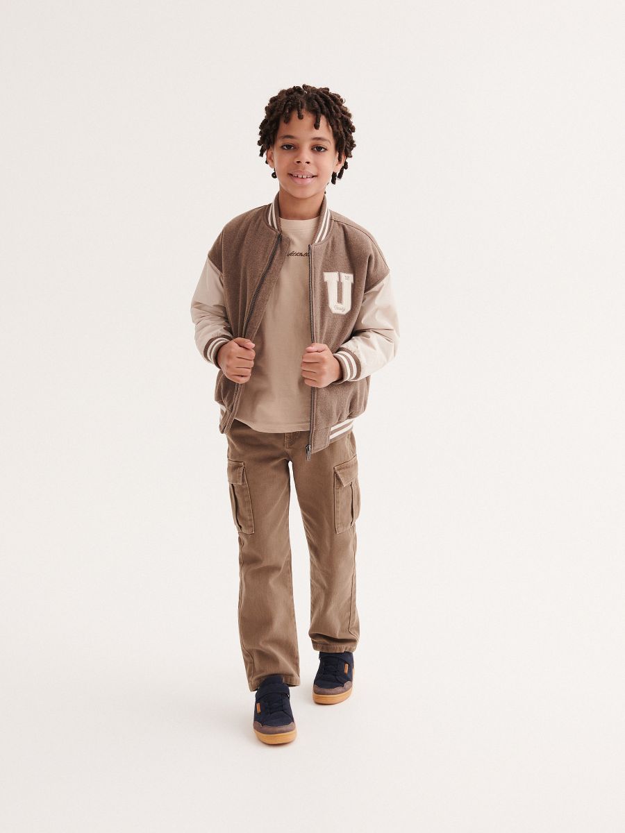 Oversized bomber jacket with wool blend - brown - RESERVED - 3