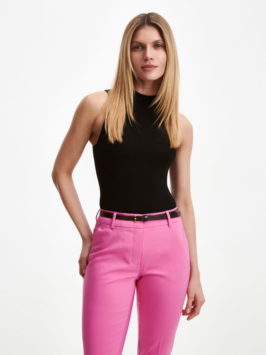 Cigarette trousers with belt - hot pink - RESERVED - 2