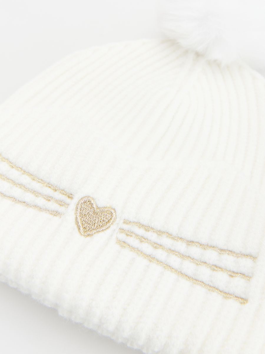 Beanie with pom pom - cream - RESERVED - 2