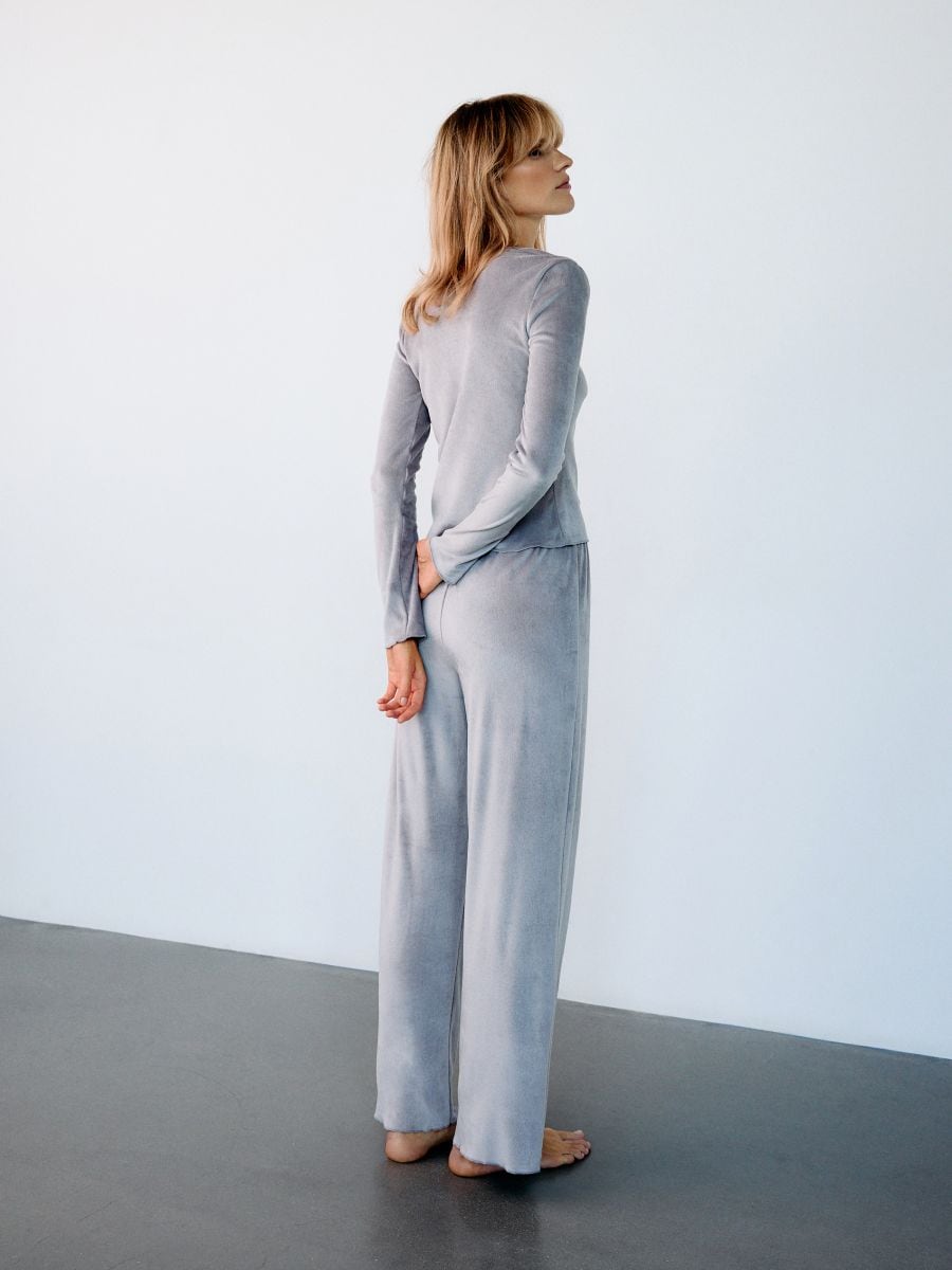 Two-piece velour pajama - beige - RESERVED - 4