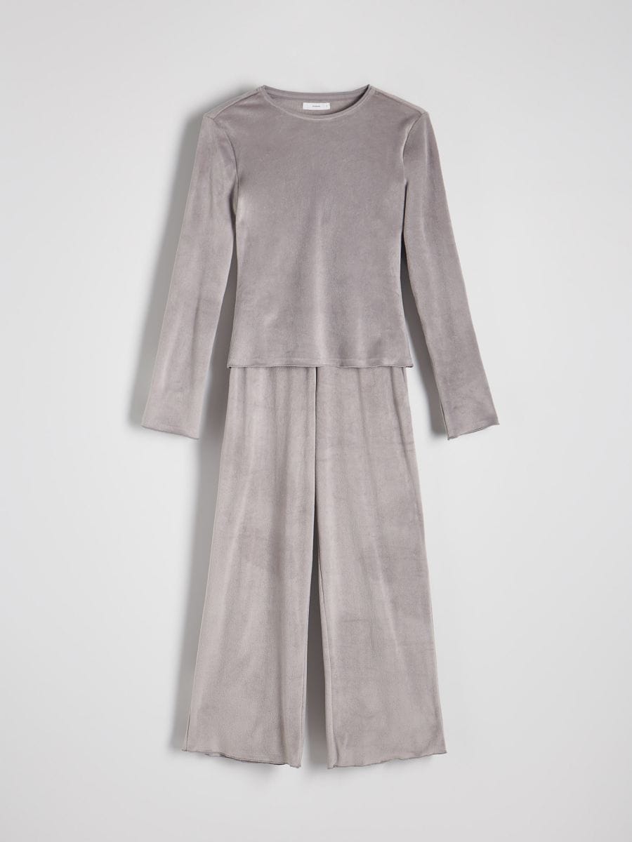 Two-piece velour pajama - beige - RESERVED - 5
