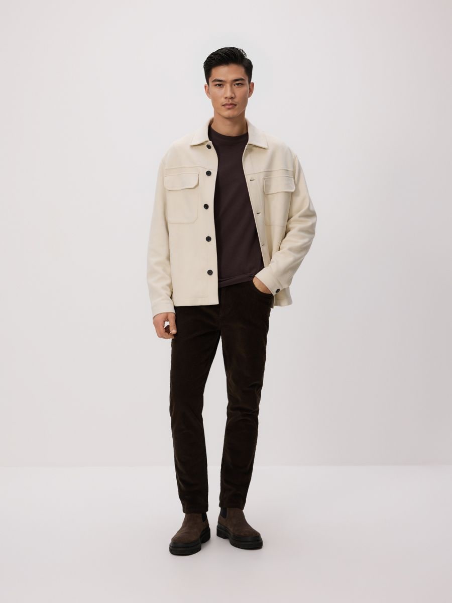 Košile z imitace semiše - krémová - RESERVED