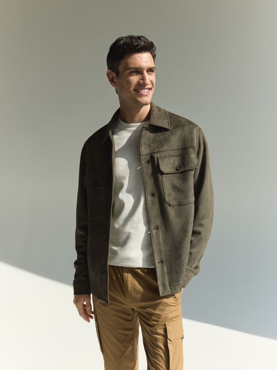 Suede effect shirt - green - RESERVED