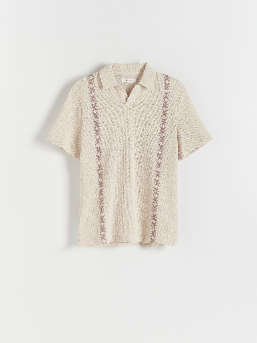 Polo majica od žerseja - krem - RESERVED