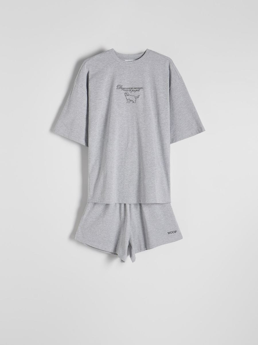 Two piece cotton pyjama set - light grey - RESERVED