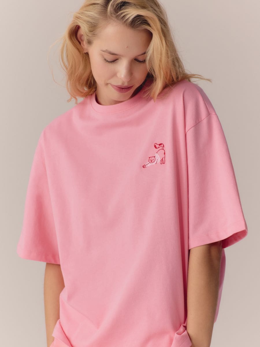 Pyjamassæt i to dele i bomuld - lyserød - RESERVED - 4