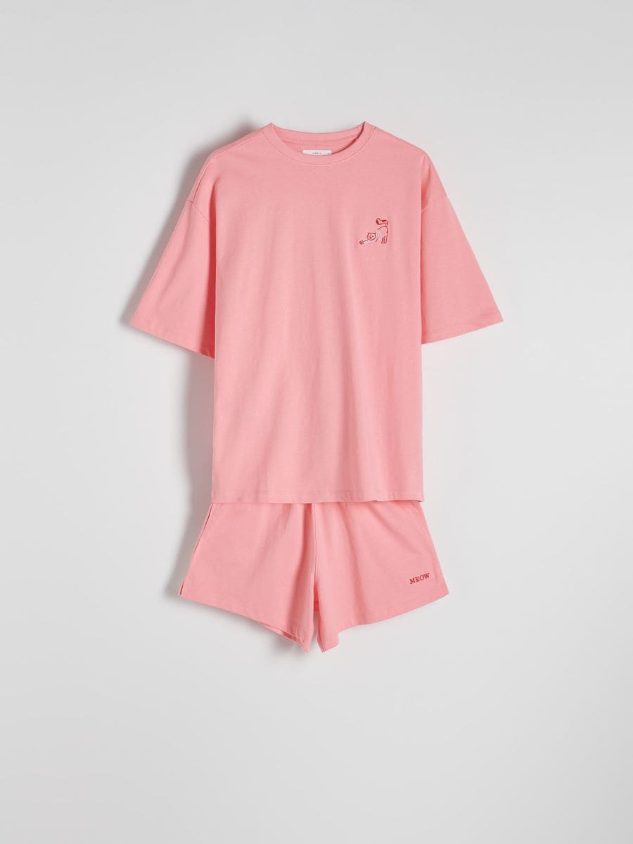 Pyjamassæt i to dele i bomuld - lyserød - RESERVED - 2