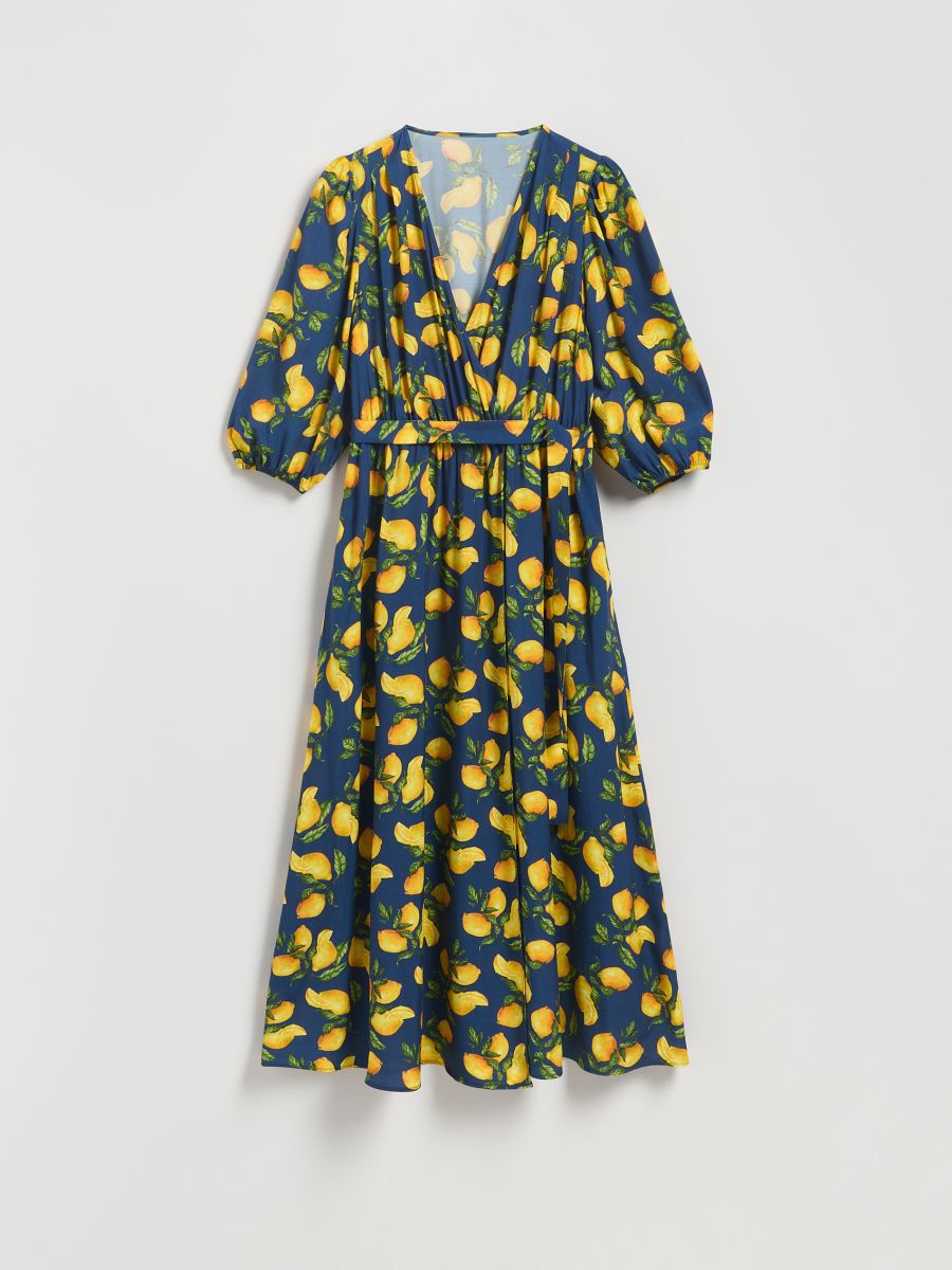 Wrap front midi dress - navy - RESERVED