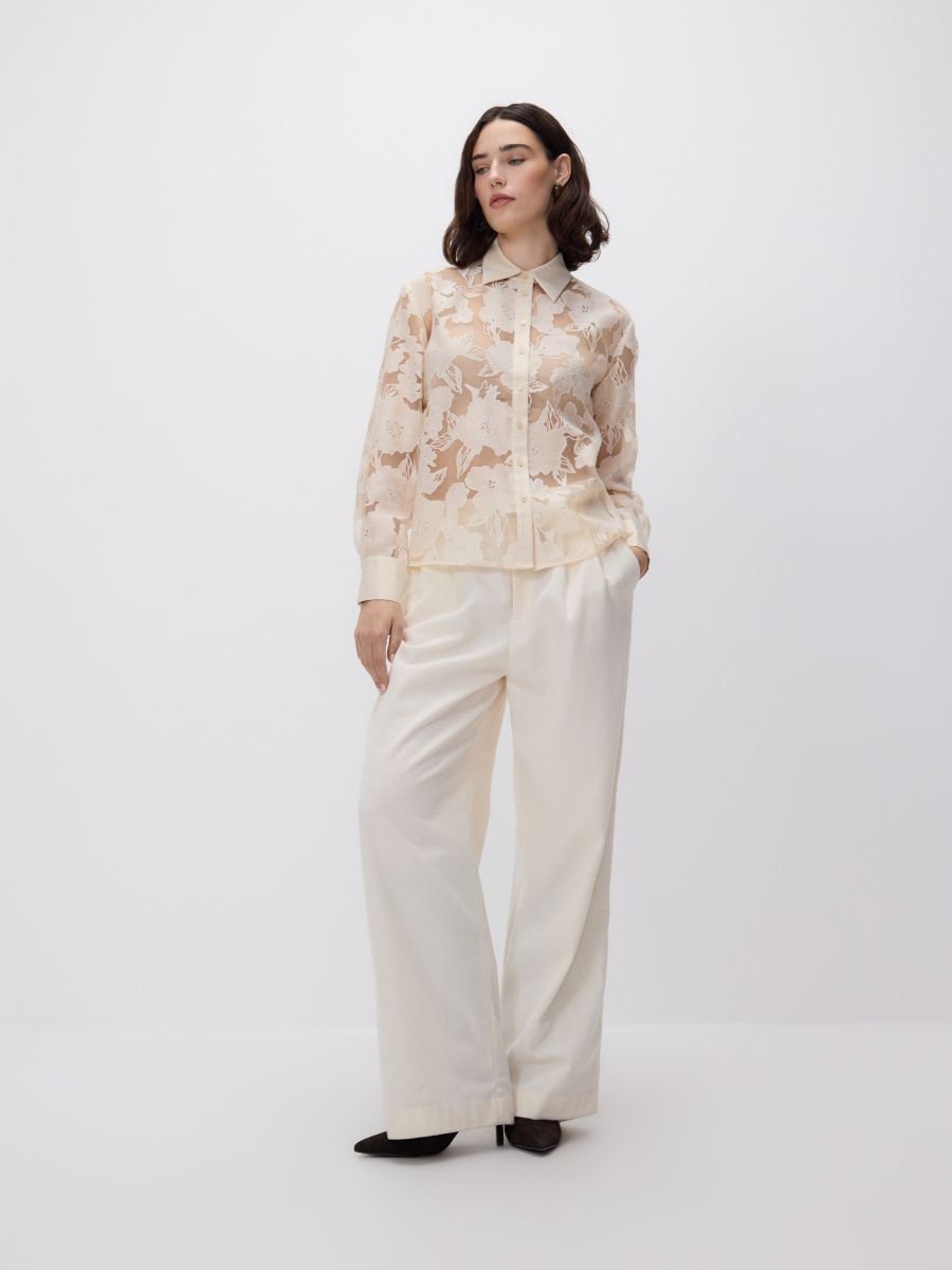 Viscose rich shirt - beige - RESERVED