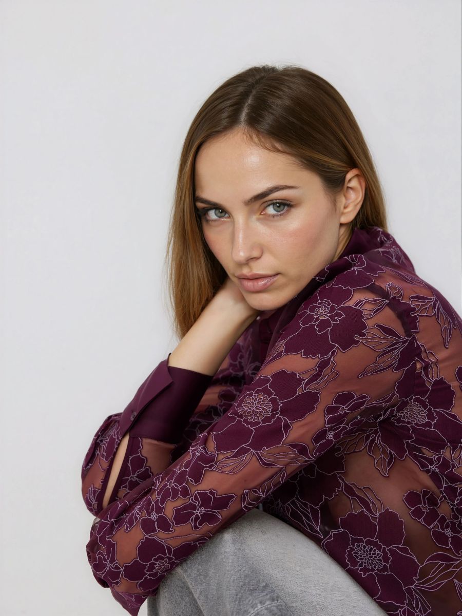 Viskoserig skjorte - mørkelilla - RESERVED