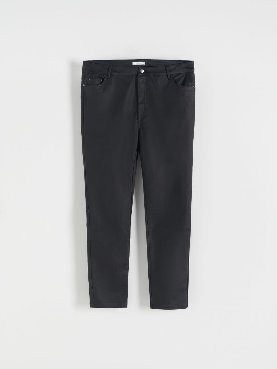 Woskowane spodnie slim - czarny - RESERVED - 4