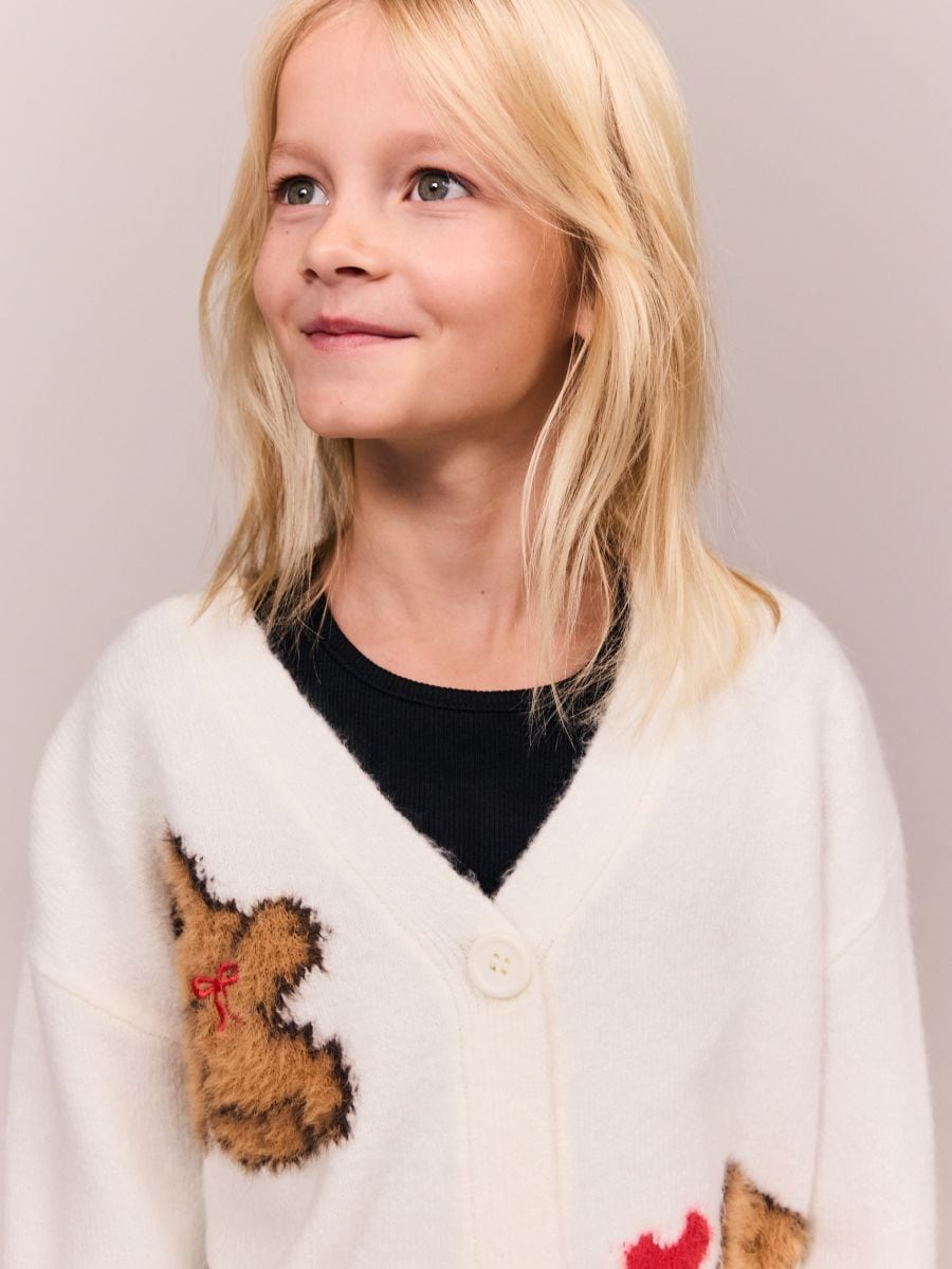 Cardigan with appliqué - cream - RESERVED - 3
