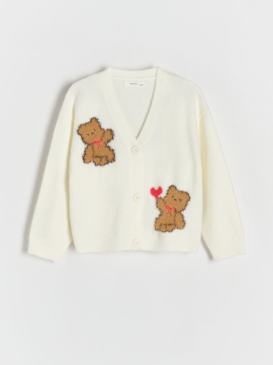 Cardigan with appliqué - cream - RESERVED - 3