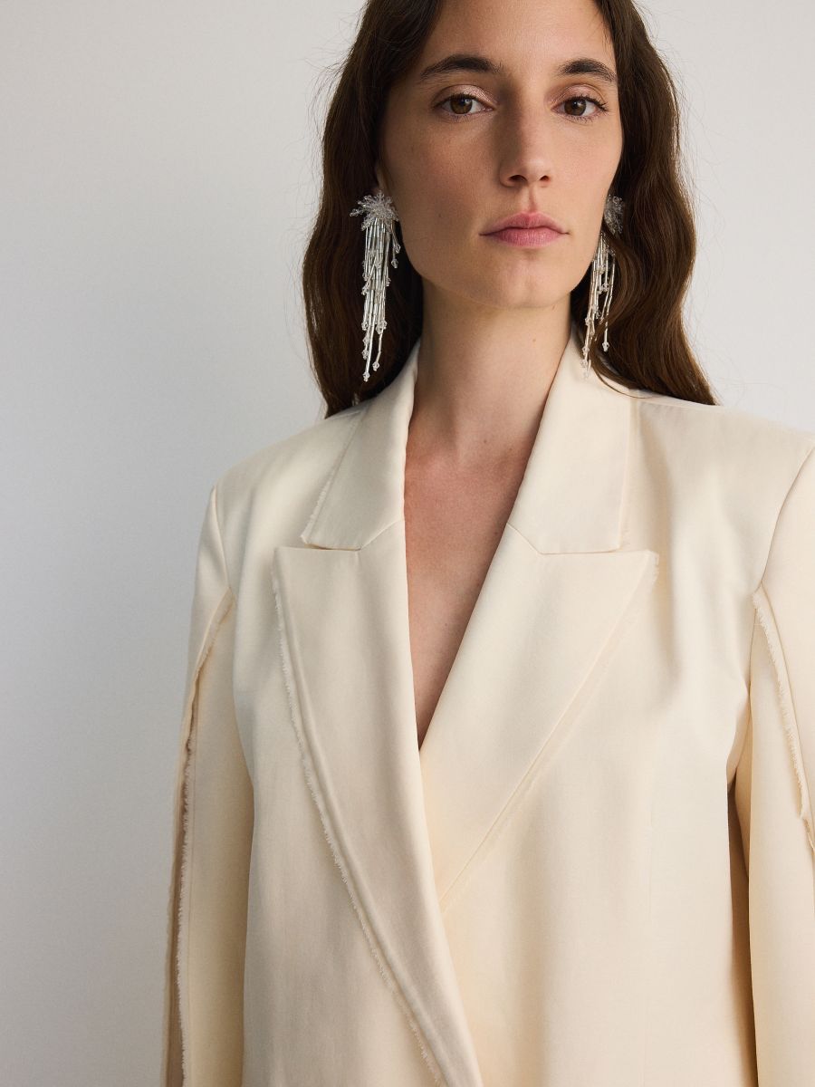 Double-breasted blazer with splits - nude - RESERVED - 2