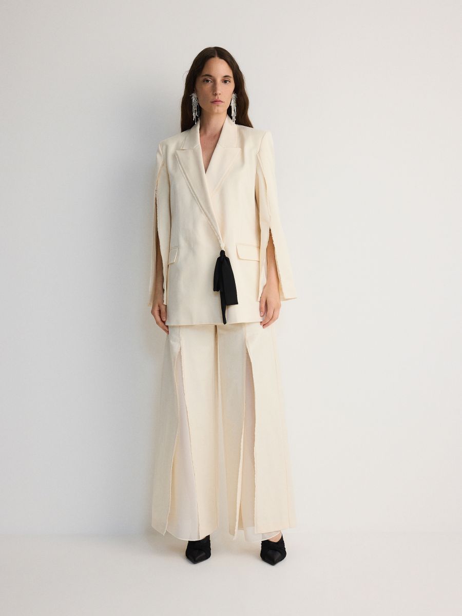Double-breasted blazer with splits - nude - RESERVED - 3