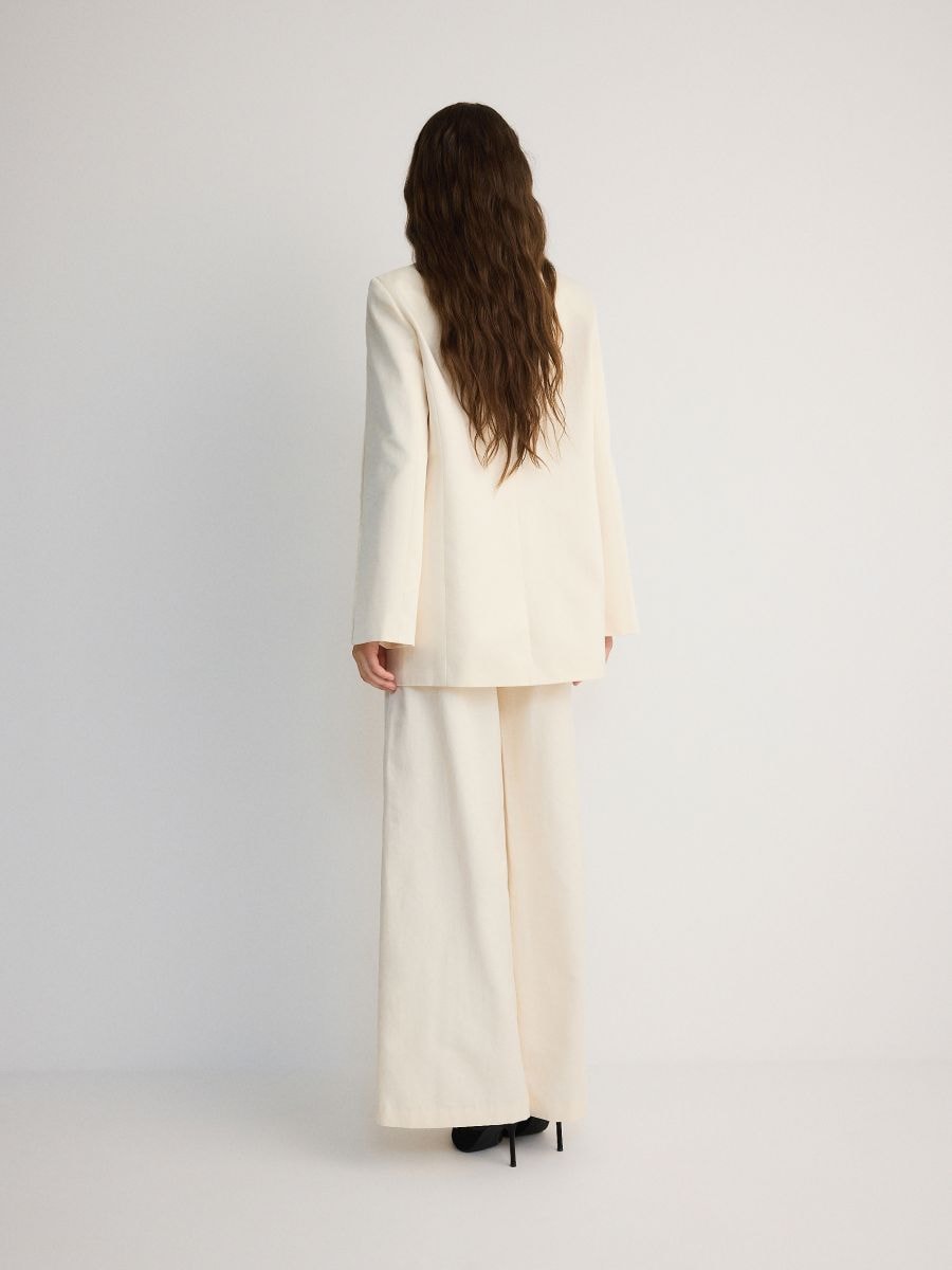 Double-breasted blazer with splits - nude - RESERVED - 4