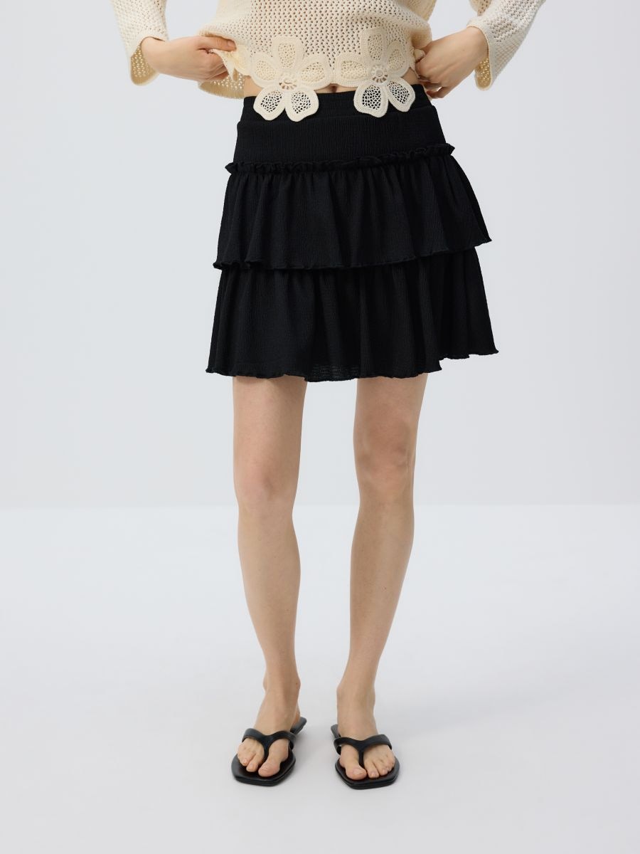 Ruffled mini skirt - black - RESERVED - 2