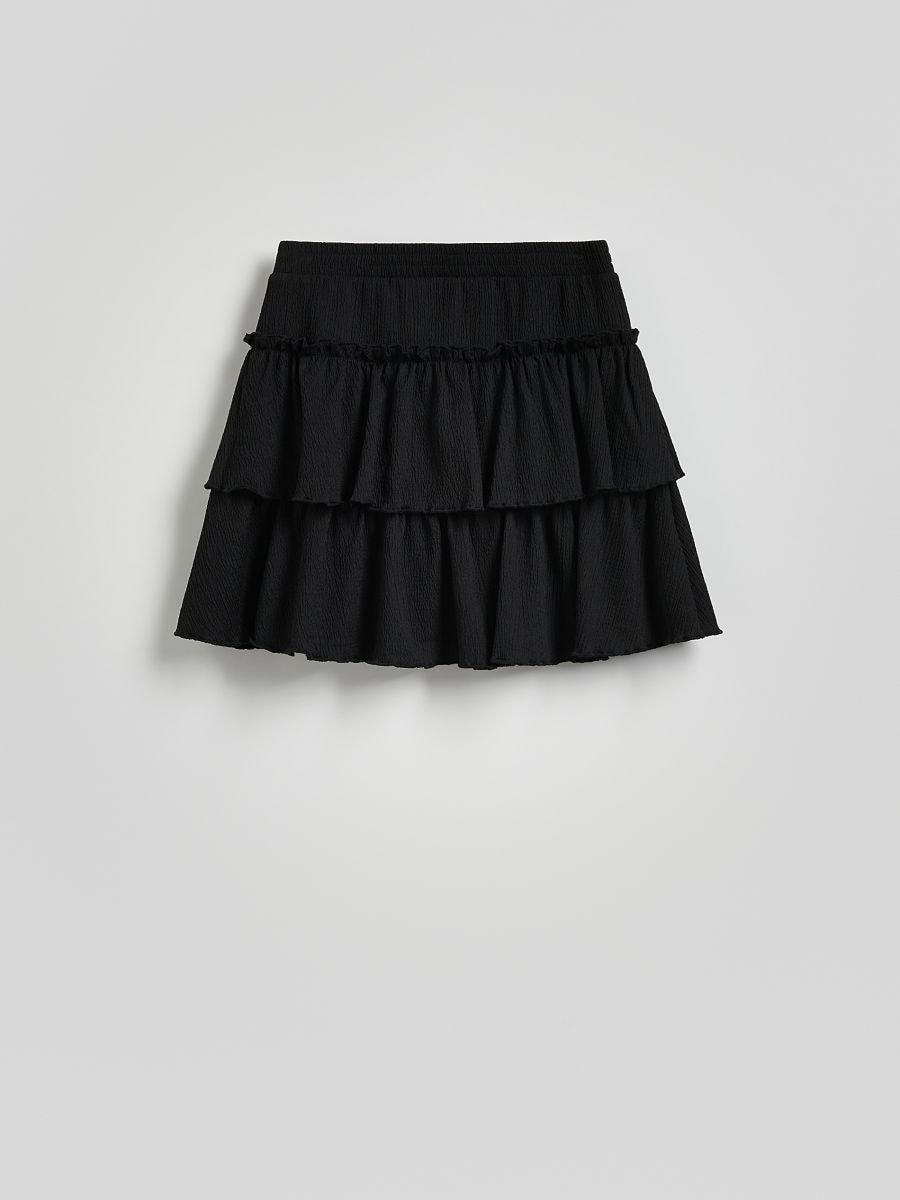 Ruffled mini skirt - black - RESERVED - 4