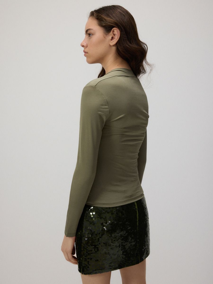 Draped viscose blouse - olive - RESERVED - 3