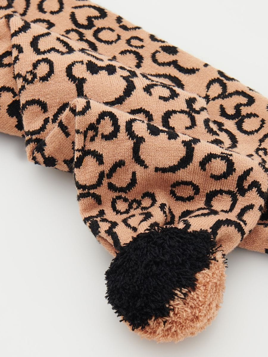 Minnie Mouse scarf with pom poms - beige - RESERVED - 2