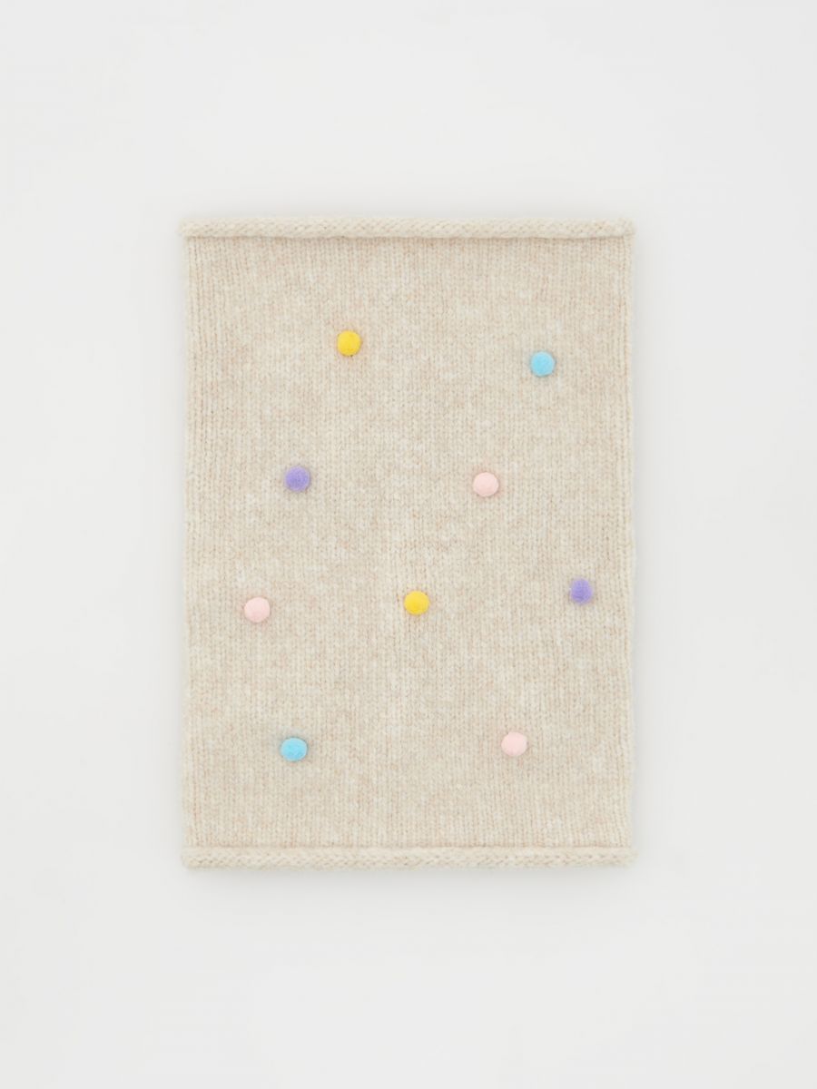 Snood with pom poms - cream - RESERVED - 2