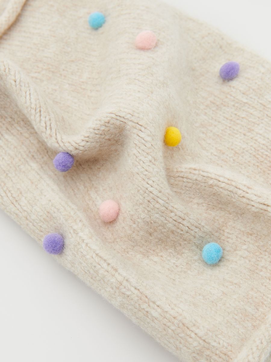 Snood with pom poms - cream - RESERVED - 3