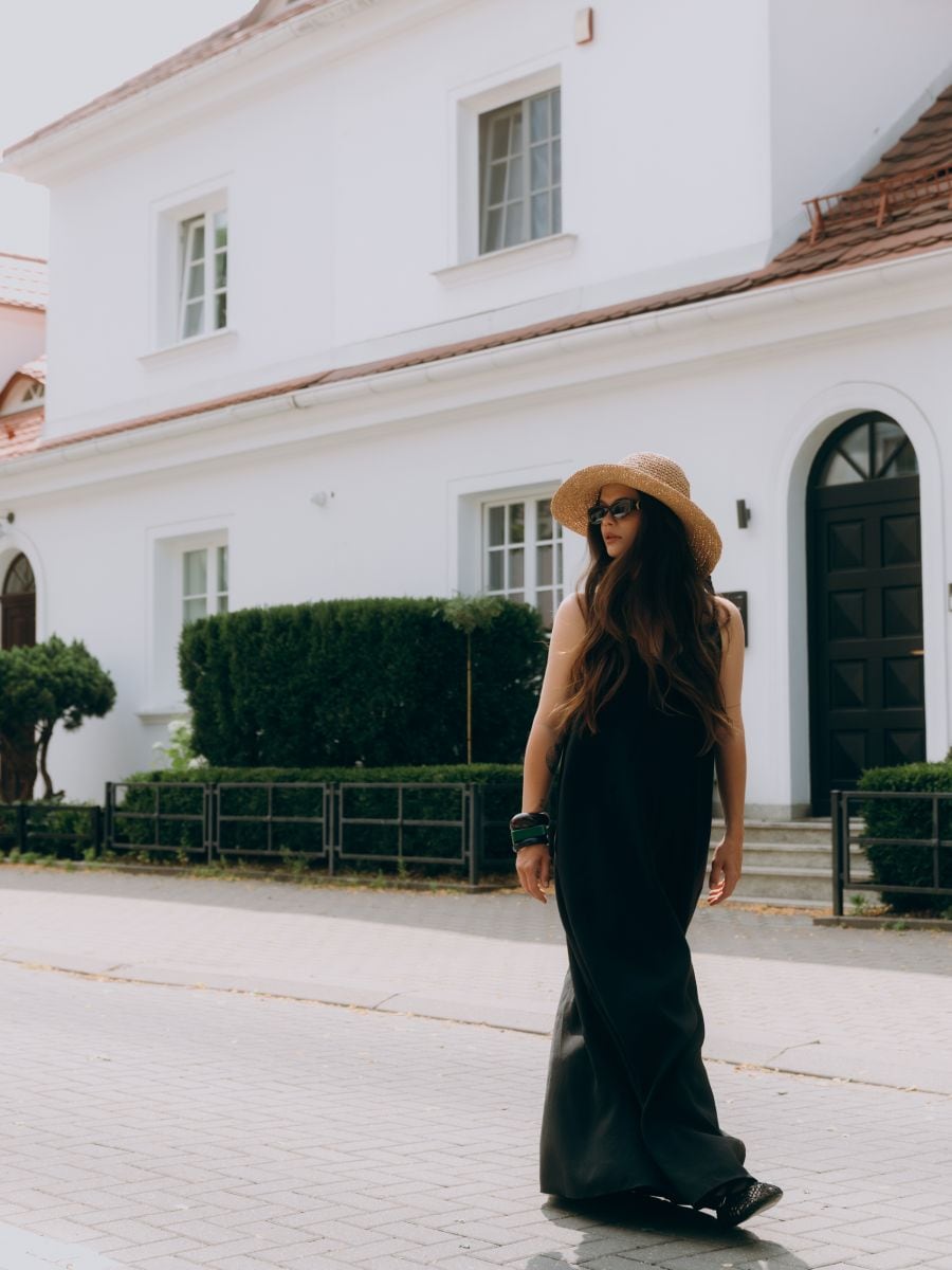 Rochie maxi din modal - negru - RESERVED