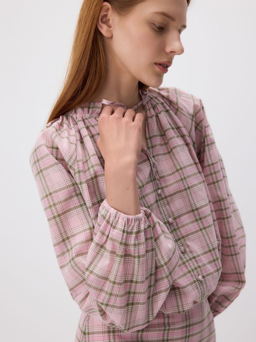 Check blouse - pastel pink - RESERVED