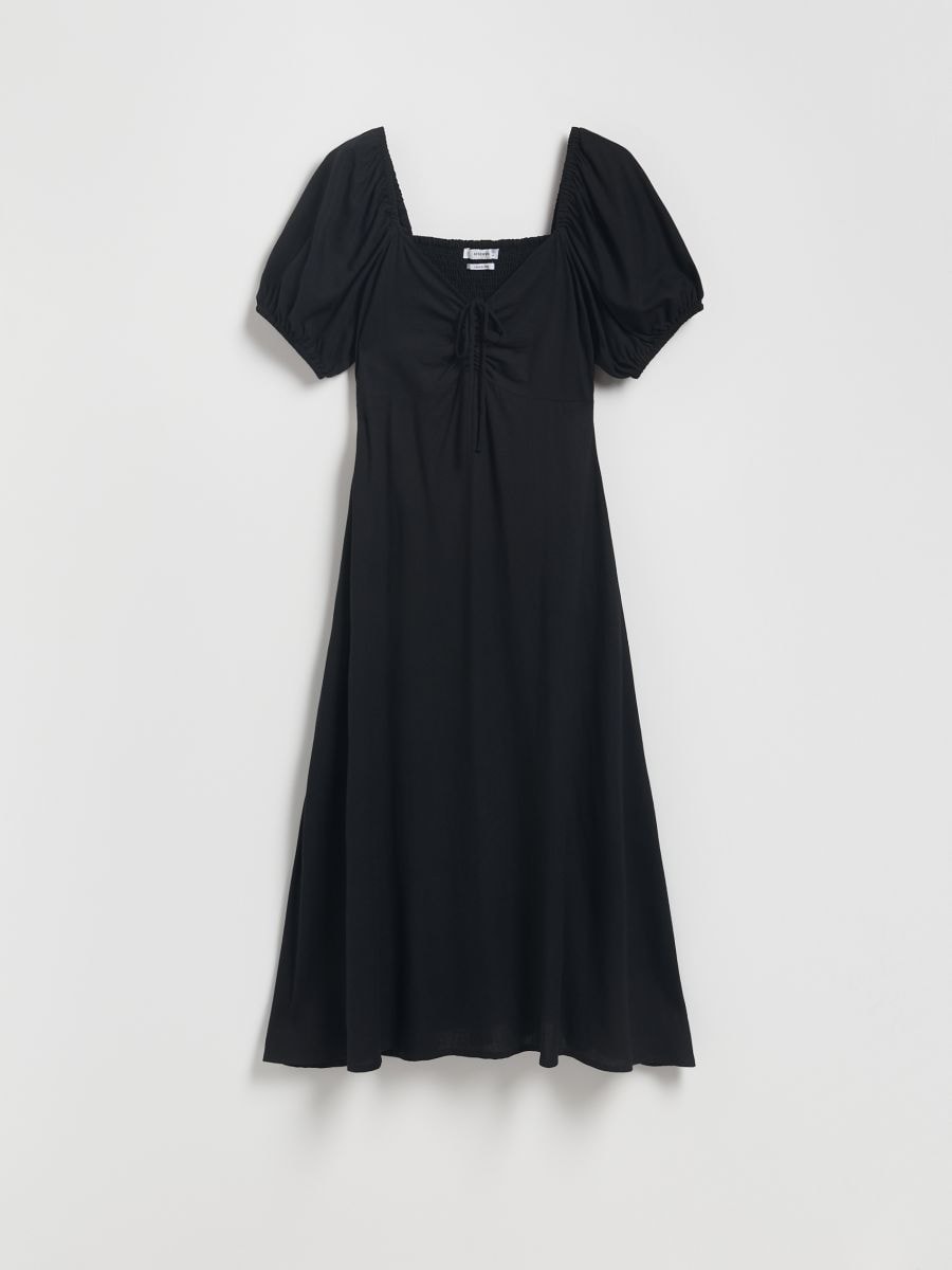 Vestito in misto viscosa e lino - nero - RESERVED