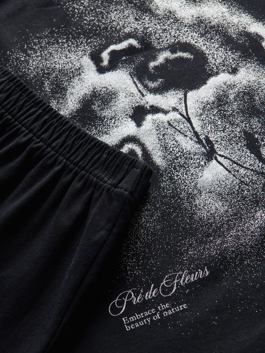 Zweiteiliges bedrucktes Pyjama-Set - schwarz - RESERVED - 2