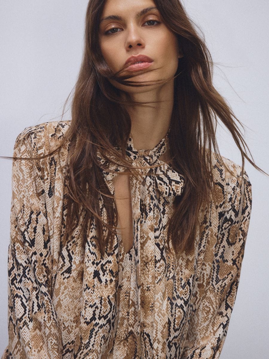 Blouse with animal print - multicolor - RESERVED