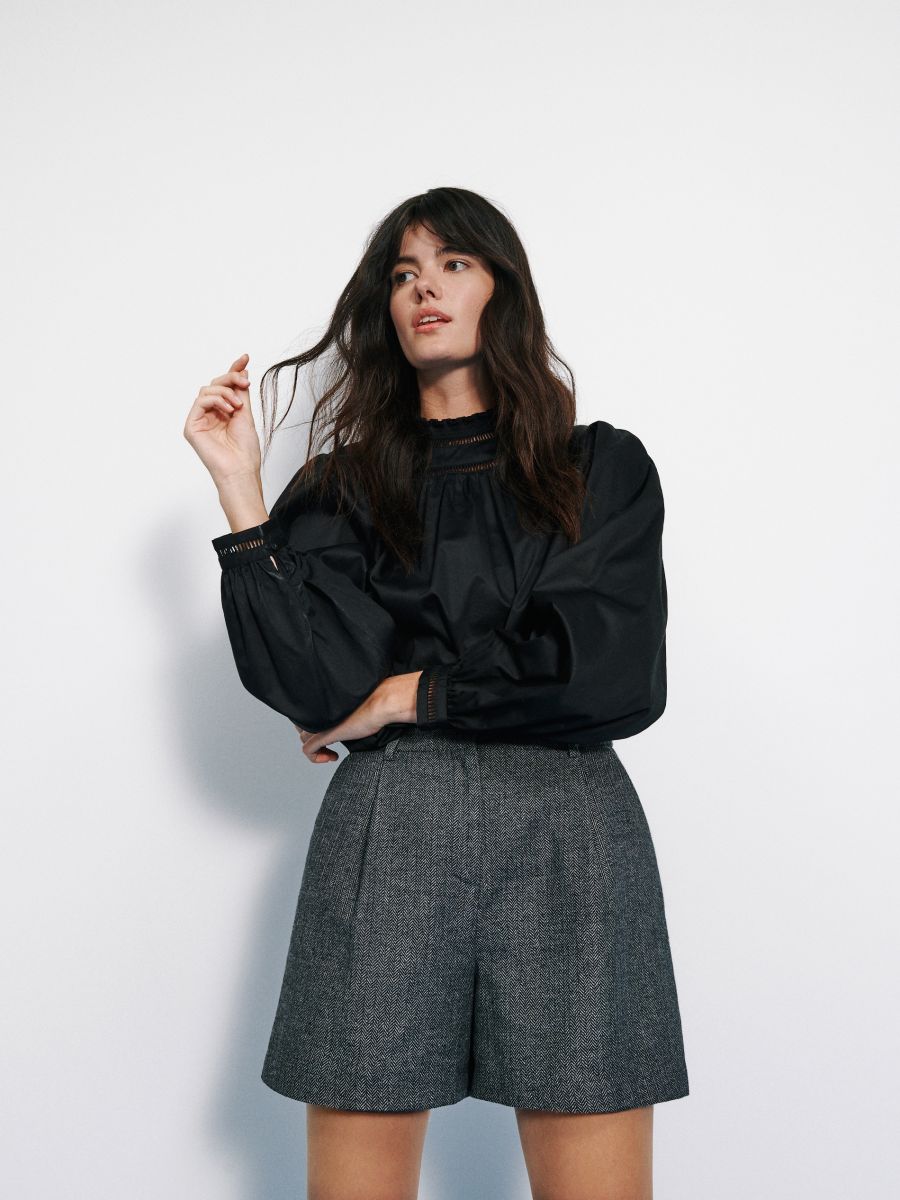 Herringbone pattern shorts - mid grey - RESERVED - 3