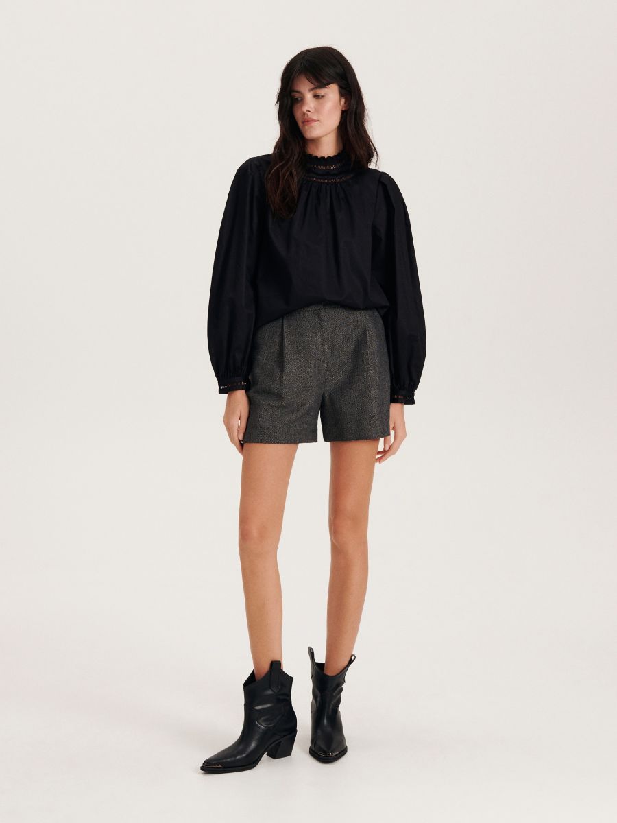 Herringbone pattern shorts - mid grey - RESERVED - 2