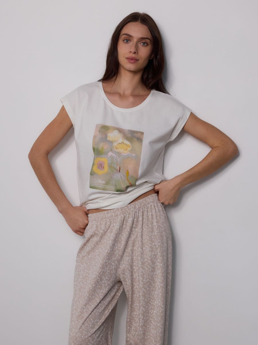 Two piece printed pyjama set - nude - RESERVED - 3