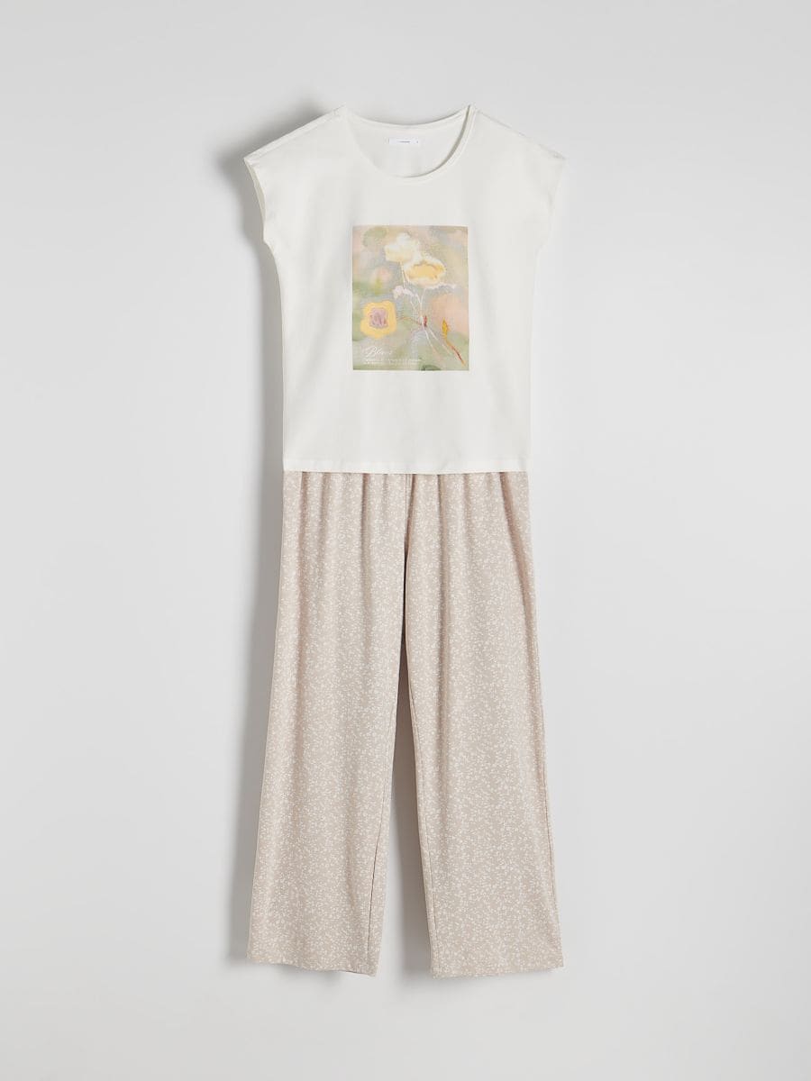Two piece printed pyjama set - nude - RESERVED - 4