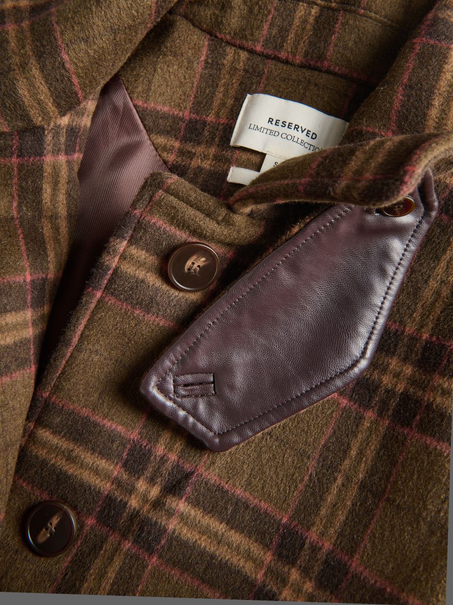 Self-tie belt coat with wool blend - multicolor - RESERVED - 2